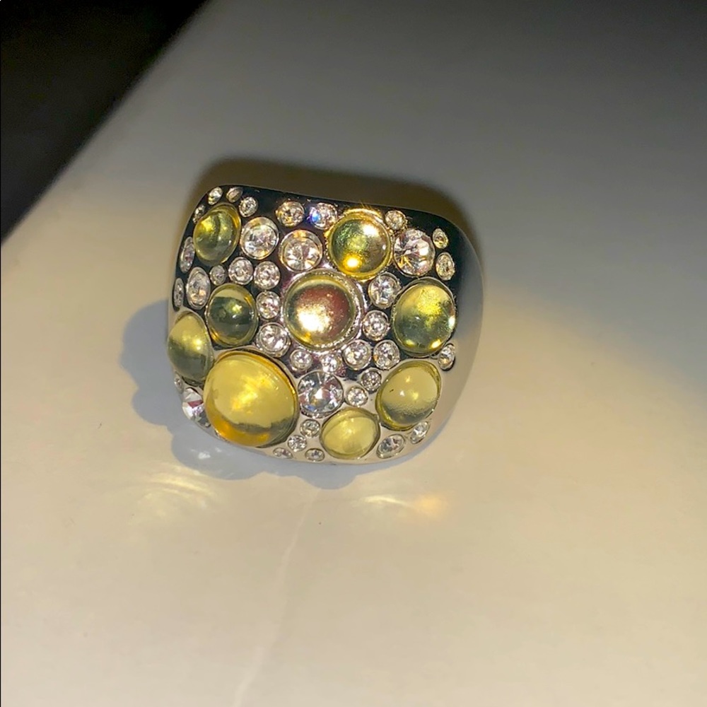 Lia Sophia silver crystal bubbles ring